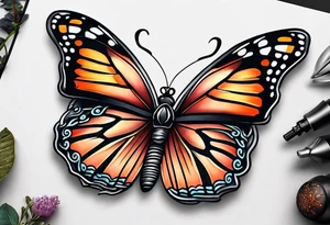 Mountain butterfly tattoo idea