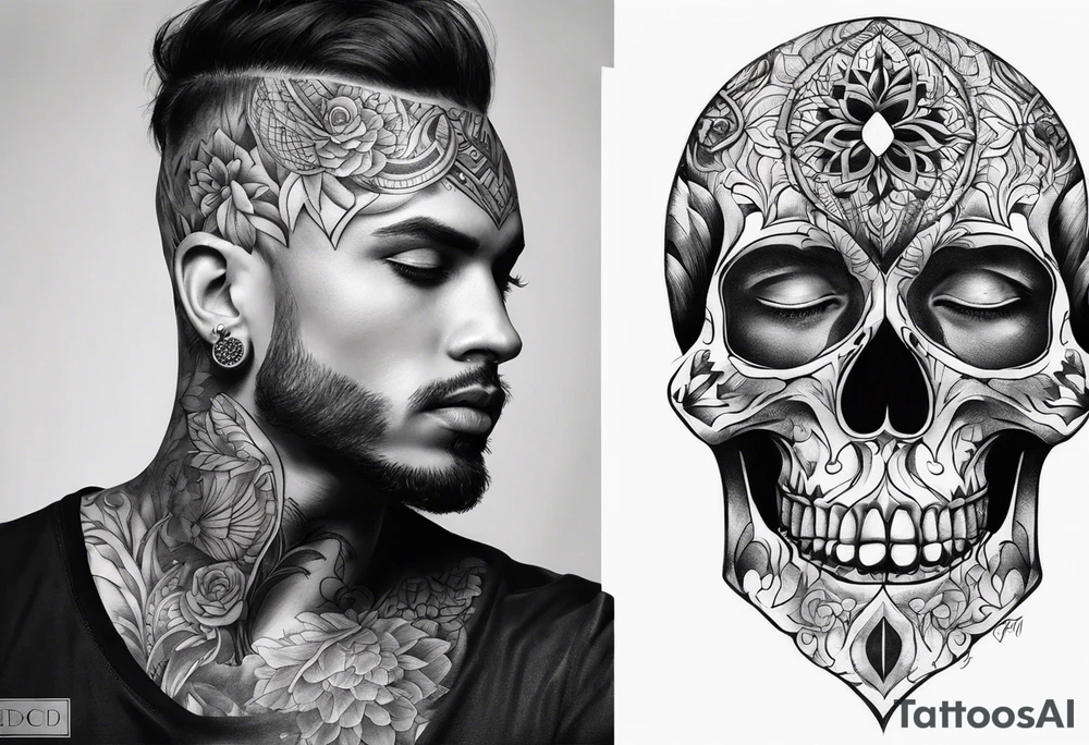 Démone avec crâne dans la main tattoo idea