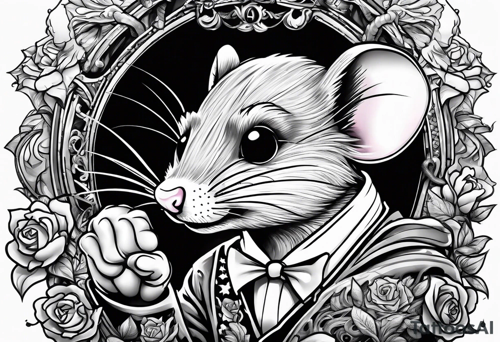 Unhinged rat in unpredictable situations tattoo idea