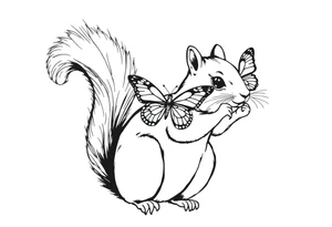 A Squirrel with a butterfly in hands tattoo idea