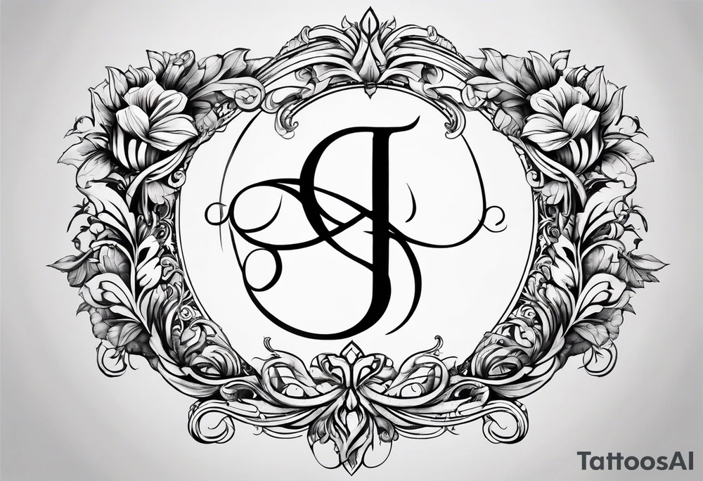 Infinity symbol with a capital letter B in the center, a capital letter J in the left side, and a capital letter J in the right side tattoo idea