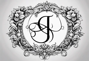 Infinity symbol with a capital letter B in the center, a capital letter J in the left side, and a capital letter J in the right side tattoo idea