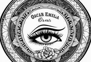 circle with the text Oscar Embla Emil tattoo idea