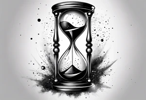 Hourglass with star stuff and cosmic dust exploding from the top and bottom of the hourglass. Long tattoo to fit on the forearm tattoo idea