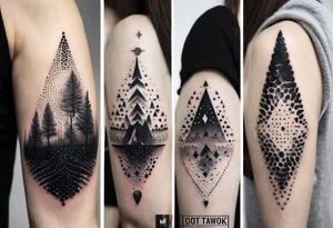 Нежные тонкие пионы с линиями и центральной звездой tattoo idea