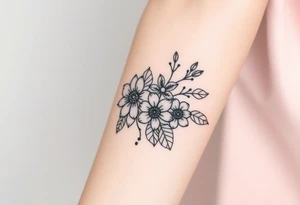 floral composition with japanese vibe, mutiple ornemental patern and leaf tattoo idea