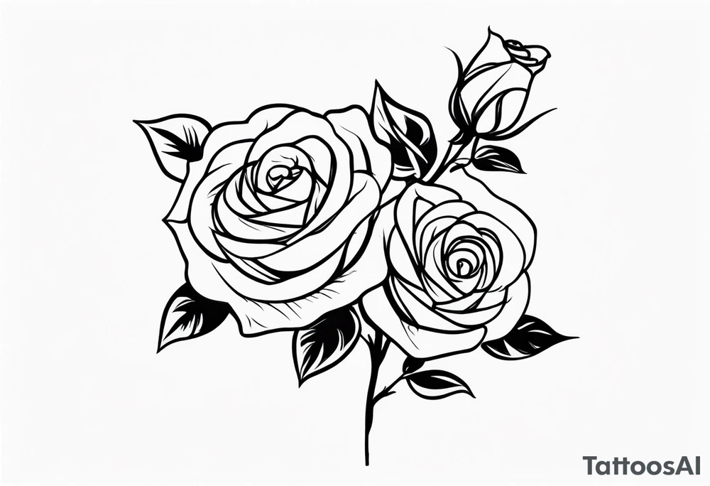 long stem rose bouquet tattoo idea