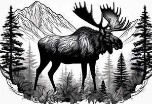moose mountain forest tattoo idea