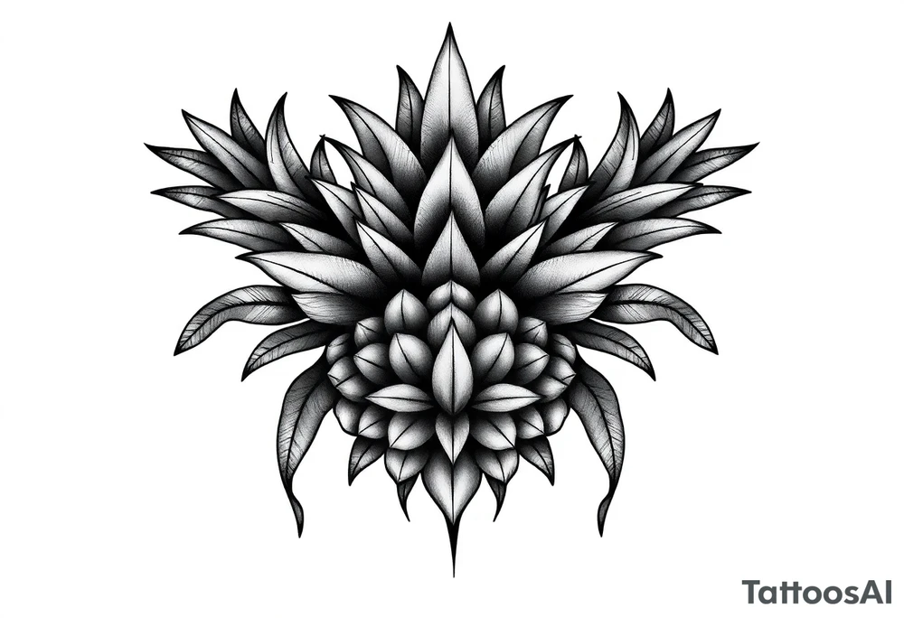 Bushy crown pineapple vagina, design to go over vagina , erotic vagina area design, anus to be at the bottom tattoo idea