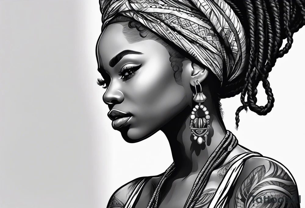 Black woman with locs tattoo idea