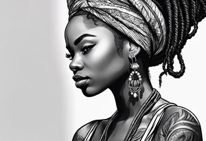 Black woman with locs tattoo idea