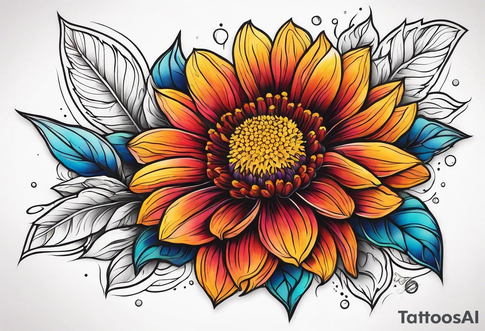 Galaxy with an Indian blanket flower tattoo idea