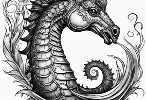 Seahorse side profile big evil tattoo idea
