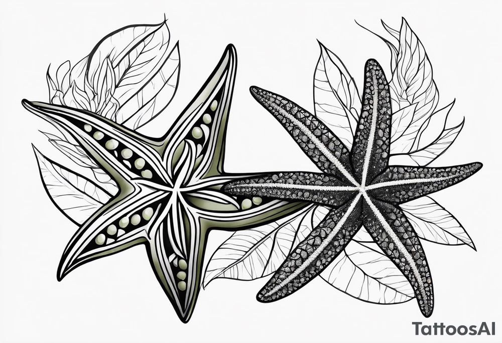 Two Starfish 
olive branch tattoo idea