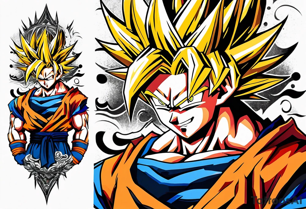 Tattoo on arm with goku with wings tattoo idea
