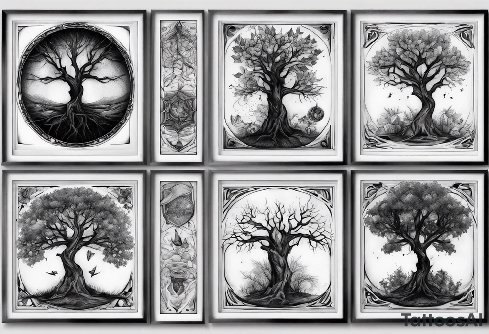 POV under a tree square framed tattoo idea