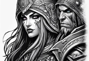 sylvanas and thrall from world of warcraft tattoo idea