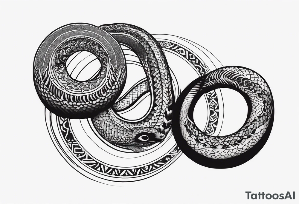 Snake tattoo for placement down the spine with the head positioned at the bottom to symbolise a journey of healing with a slight incorporation of yin yang tattoo idea