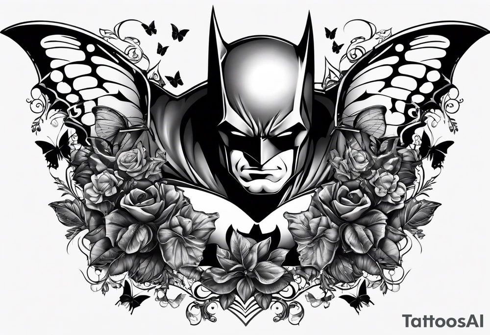 Batman and butterflies all around tattoo idea