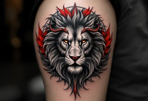 make a lion-serpent mix with wings(make with red and black) tattoo idea