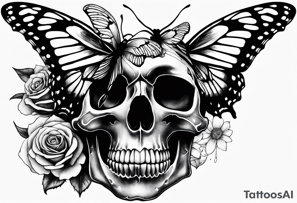 reincarnation, butterfly, skull tattoo idea