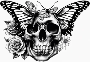 reincarnation, butterfly, skull tattoo idea