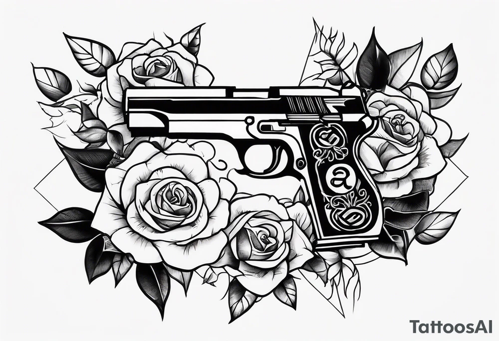 Money, guns, roses tattoo idea