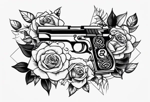 Money, guns, roses tattoo idea