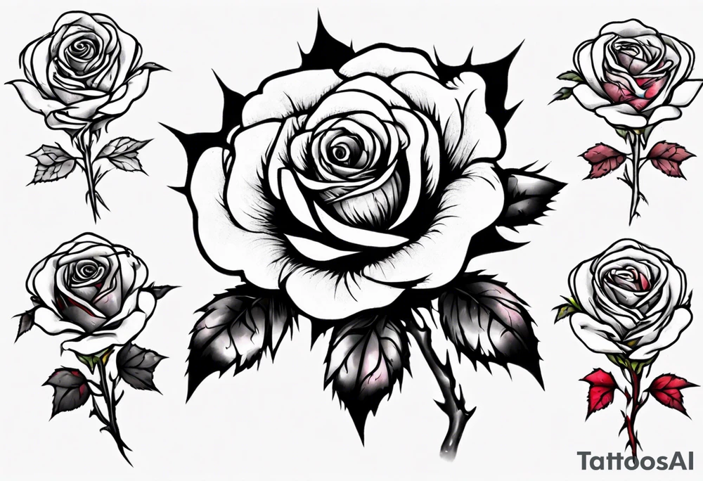bleeding rose without stem flowers and only thorns tattoo idea
