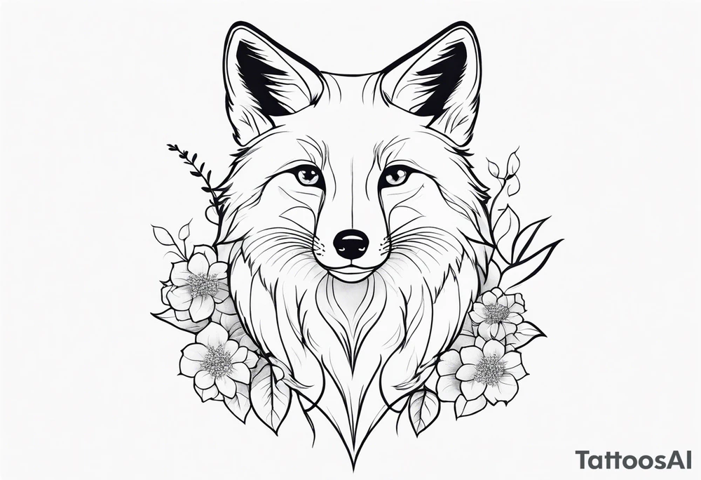 sitting fox, full body, realistic, hydrangeas tattoo idea sitting fox, full body, realistic, hydrangeas tattoo idea
