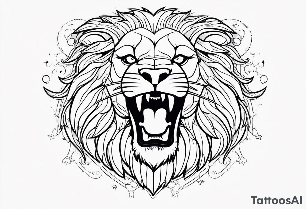 powerful majestic lion, close-up tattoo idea