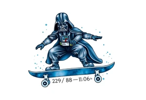 blue Skateboarding TALL Darth Vader
WORDS in star wars font "Darth Carter"
12/29/88-01/06/24 tattoo idea