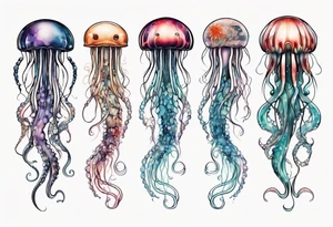 Jellyfish with super long tentacles tattoo idea
