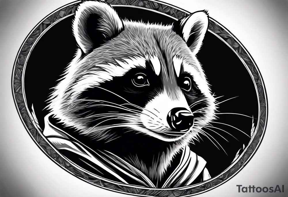raccoon wearing a Superman hoodie tattoo idea