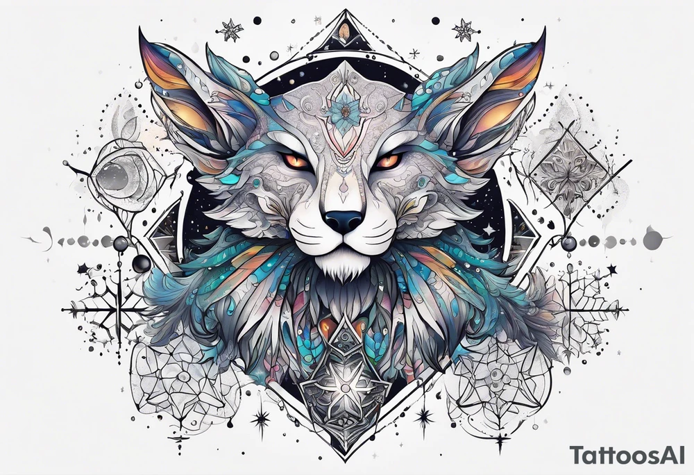 Constellation, animal alien, snowflake tattoo idea