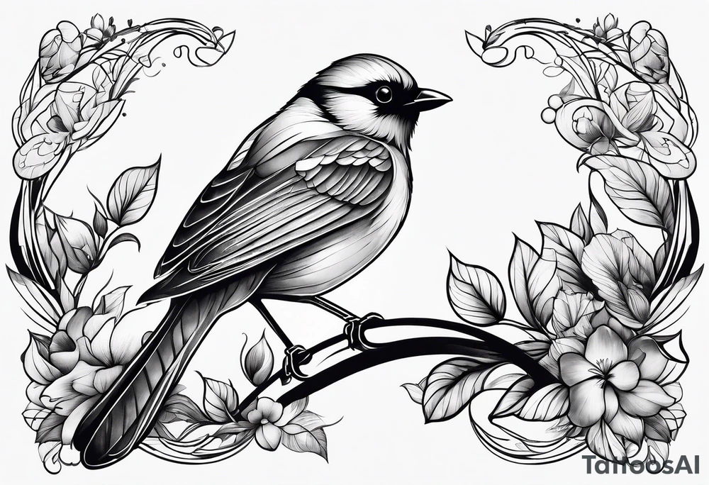 Fine line bird tattoo idea