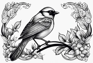 Fine line bird tattoo idea