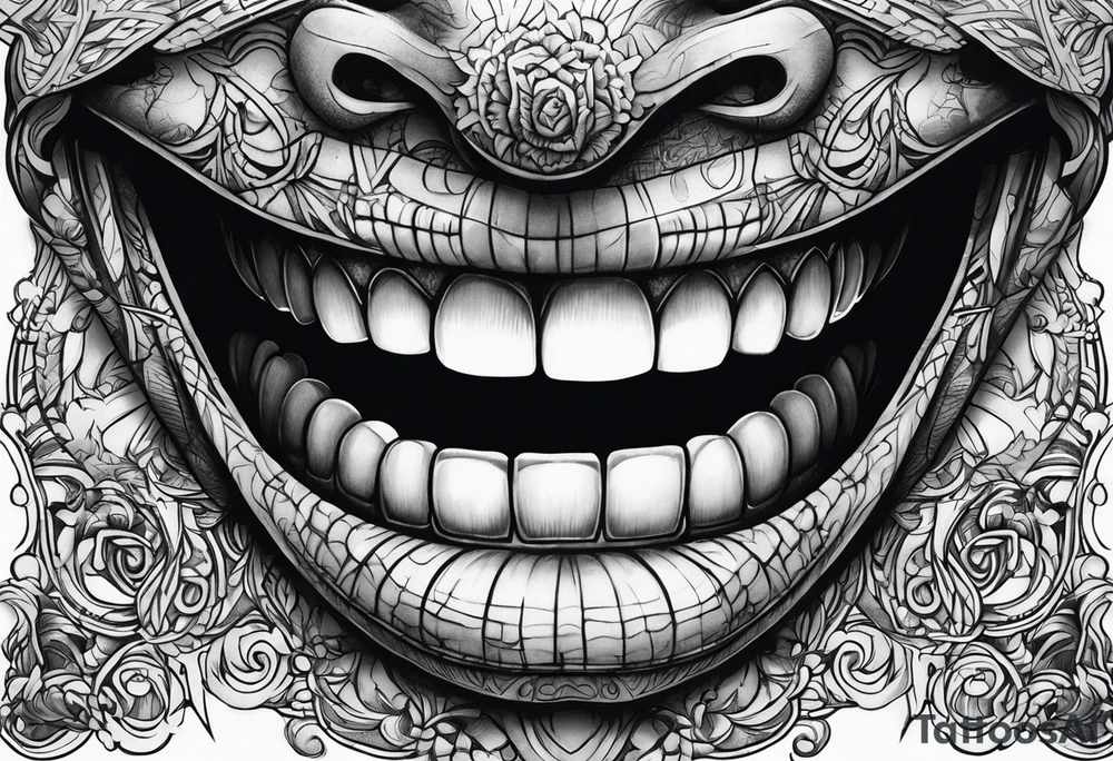 Fuck everything scary smile face tattoo idea