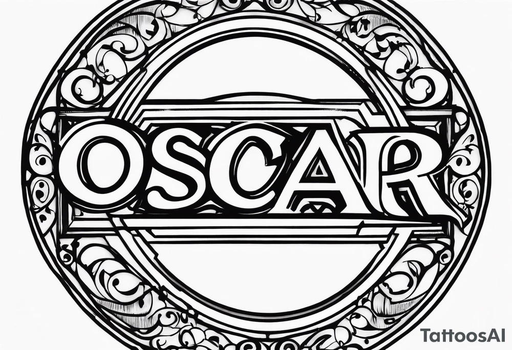 Lettering of the names"Oscar Embla Emil" in a circle tattoo idea