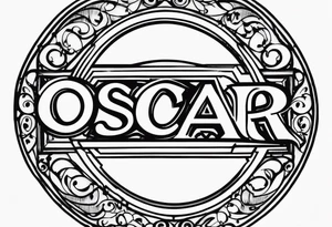 Lettering of the names"Oscar Embla Emil" in a circle tattoo idea