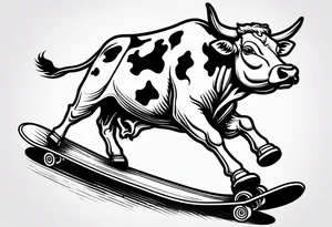 Cow riding skateboard tattoo idea