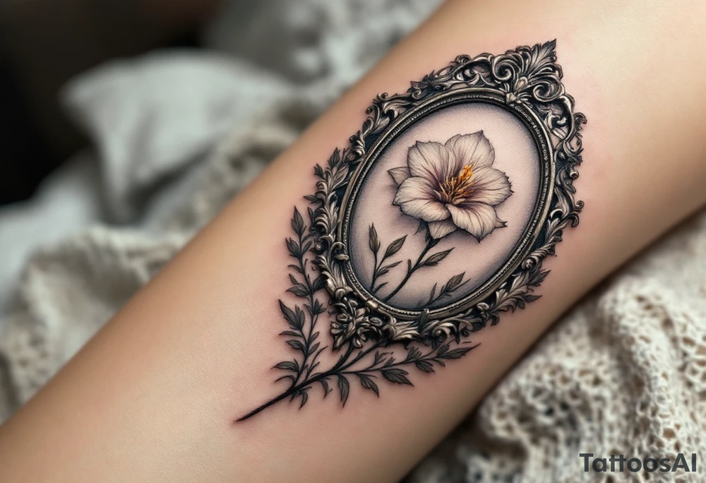antique mirror with narcissus in it tattoo idea