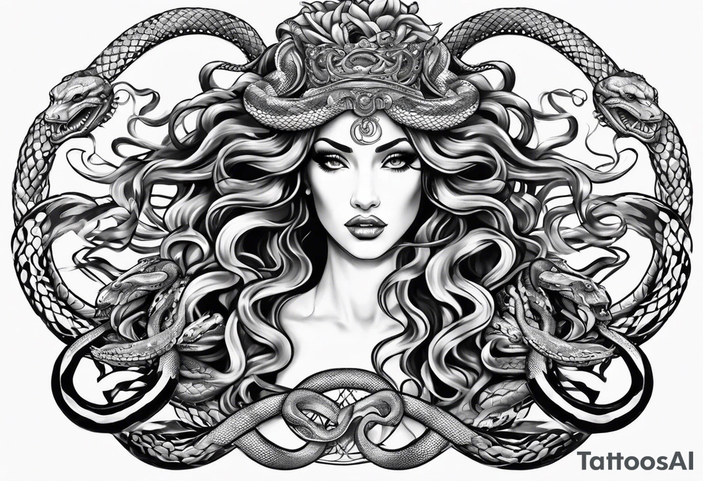 Medusa with snakes for hair tattoo idea