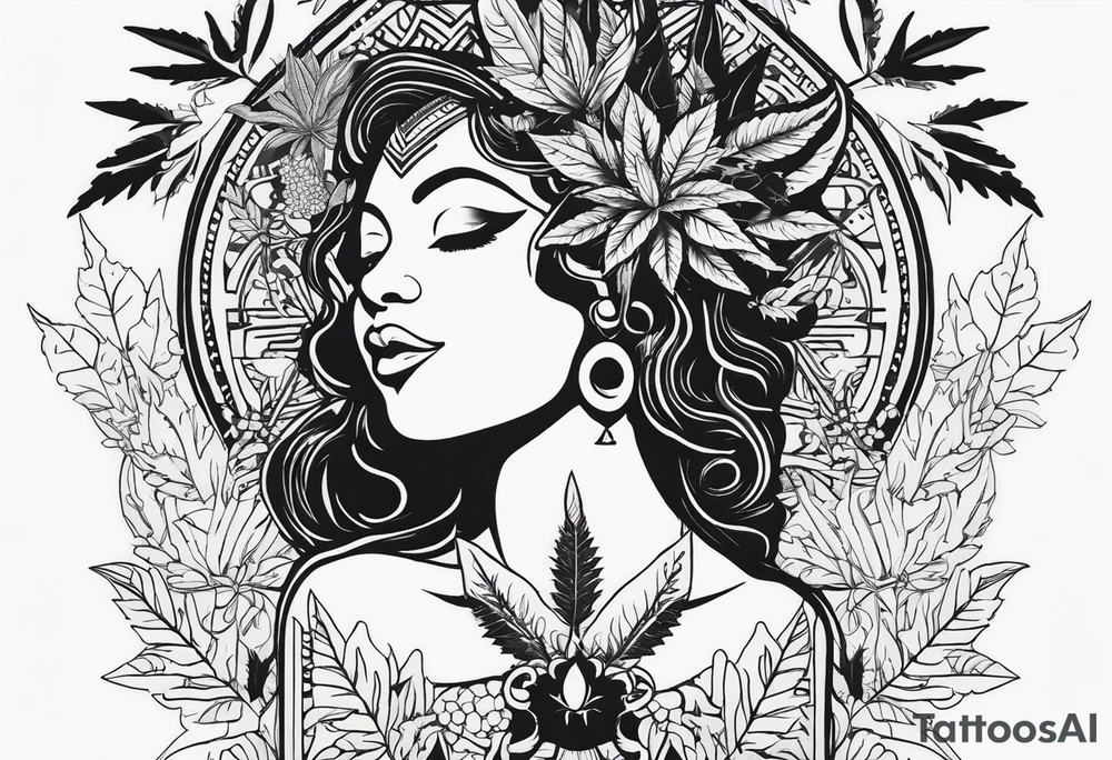 Black Goddess of marijuana tattoo idea