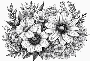 Wildflowers, smaller, vertical , half sleeve tattoo idea