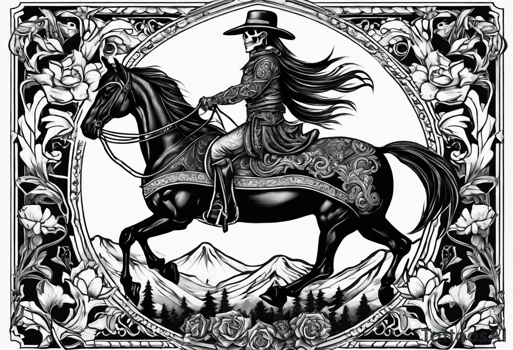 Skeleton riding a horse tattoo idea
