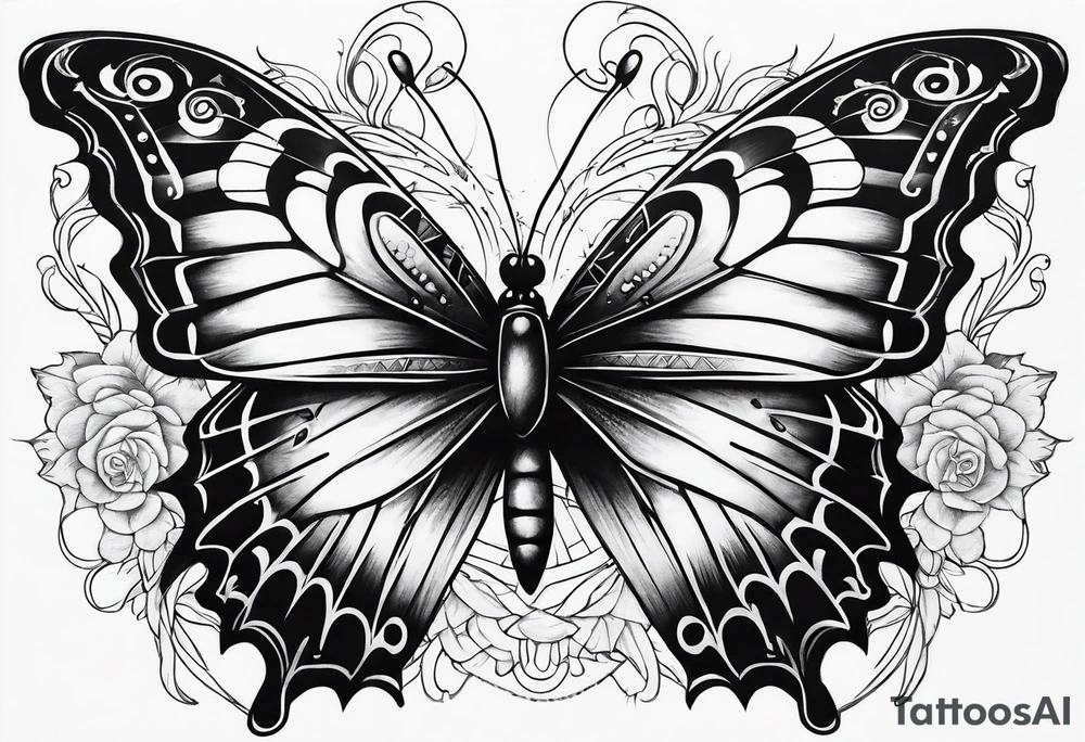 Warrior butterfly tattoo idea