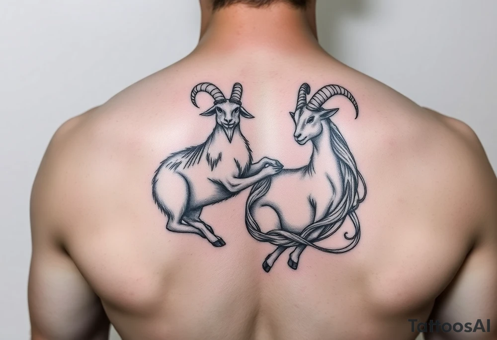 Male capricorn with female virgo, earth, goat, love tattoo idea
