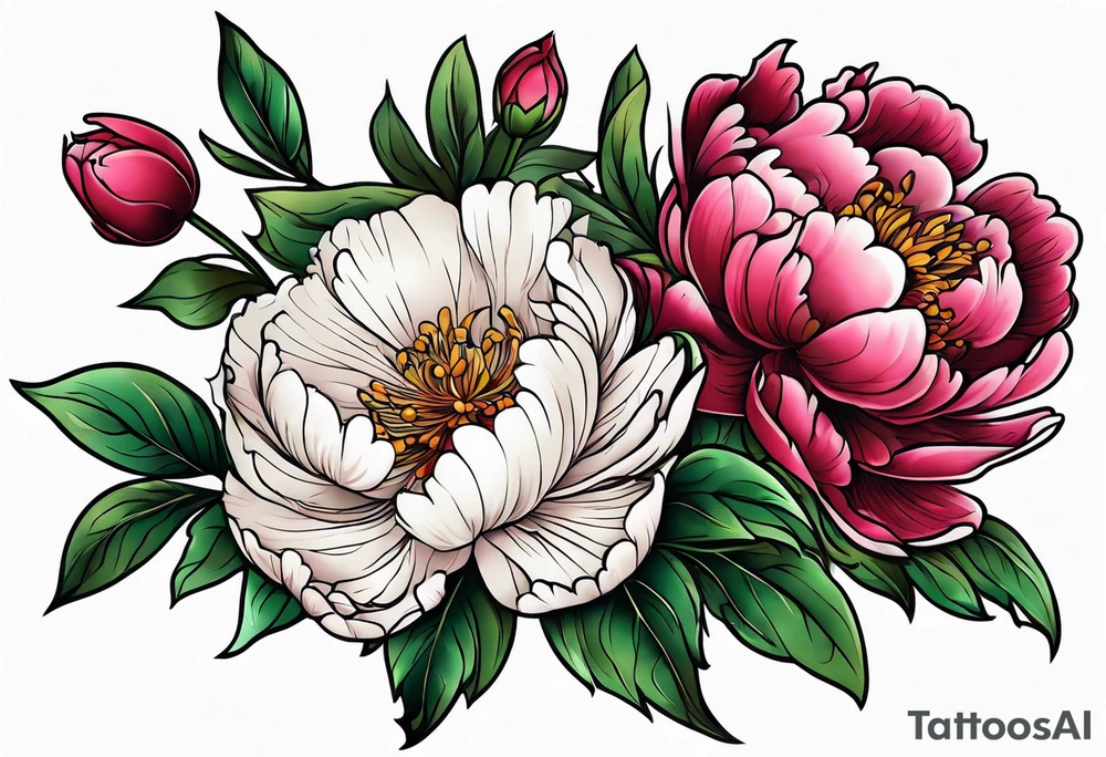 Peony flowers tattoo idea