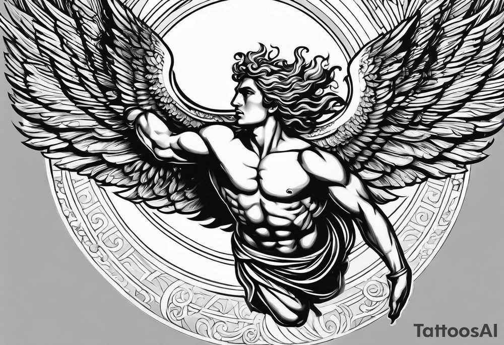 icarus greek god flying into the sun and falling tattoo idea
